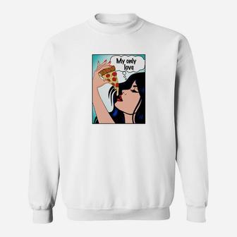 Pop-Art-Comic-Pizza-Liebe Unisex Sweatshirt, Kreative Mode für Pizza-Fans - Seseable