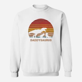 Premium Mens Dad Dinosaur Daddysaurus 2 Two Kids Christmas Birthday Gift Shirt Sweat Shirt - Seseable