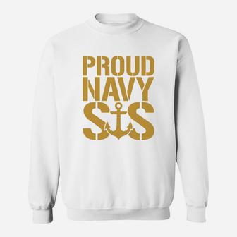 Proud Navy Sister In Navy Sweat Shirt - Seseable