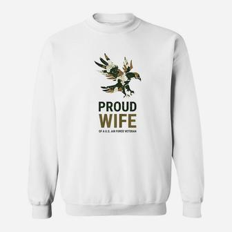 Proud Wife Of A Us Air Force Veteran Usaf Camo Eagle Sweat Shirt - Seseable