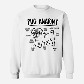 Pug Anatomy Dog Lover Breed Diagram Vintage Tee Gifts Sweat Shirt - Seseable