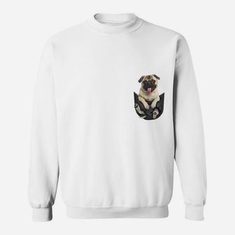 Pug In Pockets Sweat Shirt - Seseable