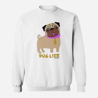 Pug Life Youth Girl In Athletic Heather Light Grey Sweat Shirt - Seseable