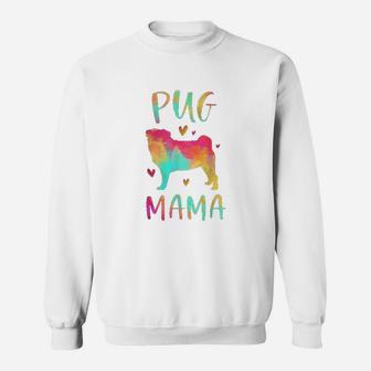 Pug Mama Colorful Pug Gifts birthday Sweat Shirt - Seseable