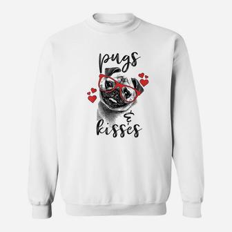 Pugs And Kisses Valentines Day Sweat Shirt - Seseable
