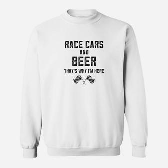Race Track Gifts For Checkered Flag Fast Cars Beer Race Day Sweat Shirt - Seseable