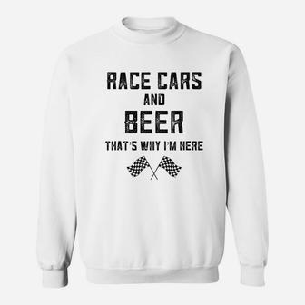 Race Track Gifts For Checkered Flag Fast Cars Beer Race Day Sweat Shirt - Seseable