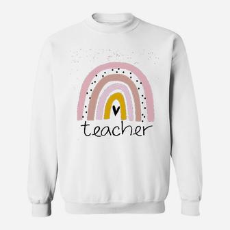 Rainbow Teacher Women Cute Polka Dot Sweat Shirt - Seseable