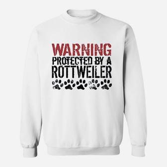Really Awesome Warning Protected By A Rottweiler Funny Baby Onesie Sweatshirt - Seseable