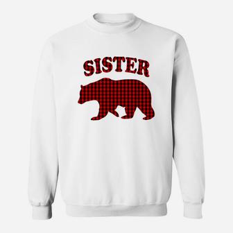 Red Plaid Sister Bear Buffalo Family Pajama Sweat Shirt - Seseable