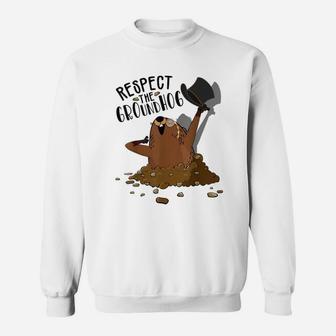 Respect The Groundhog Woodchuck Cute Groundhog Day Sweat Shirt - Seseable