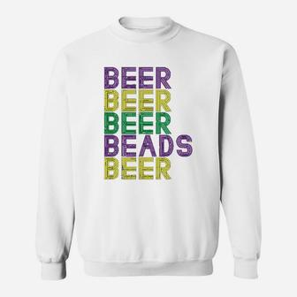 Retro Beer Beads Funny Mardi Gras Party Carnival Sweat Shirt - Seseable
