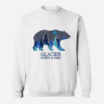 Retro Glacier Grizzly Bear Glacier National Park Sweatshirt - Seseable