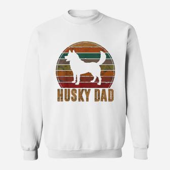 Retro Husky Dad Gift Dog Owner Pet Siberian Huskies Father Sweat Shirt - Seseable