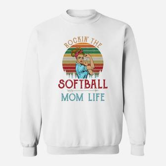 Rockin The Softball Mom Life Sweat Shirt - Seseable