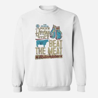 Rocky Micks Boxing Gym Beat The Meat Navy Heather Sweat Shirt - Seseable