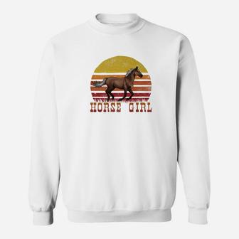 Rocky Mountain Horse Girl Vintage Sun Racing Riding Sweat Shirt - Seseable