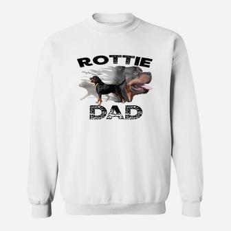 Rottie Dad With Dog Paw Print For Rottweiler Lover Sweat Shirt - Seseable