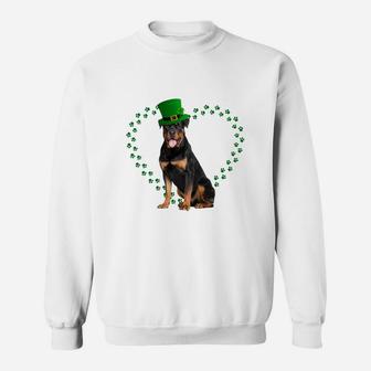 Rottweiler Heart Paw Leprechaun Hat Irish St Patricks Day Gift For Dog Lovers Sweat Shirt - Seseable