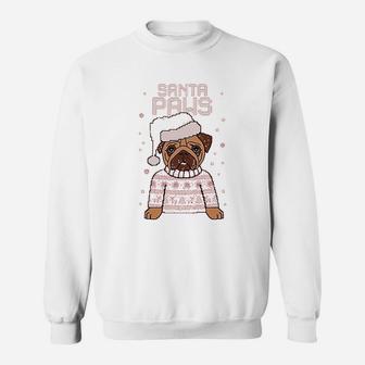 Santa Paws Pug Ugly Christmas Dog Sweat Shirt - Seseable
