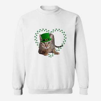 Savannah Heart Paw Leprechaun Hat Irish St Patricks Day Gift For Cat Lovers Sweat Shirt - Seseable