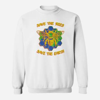 Save The Bees Save The Earth Vintage Earth Day Bee Sweat Shirt - Seseable