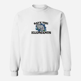 Save The Elephants Vintage Style Elephant Art Sweat Shirt - Seseable