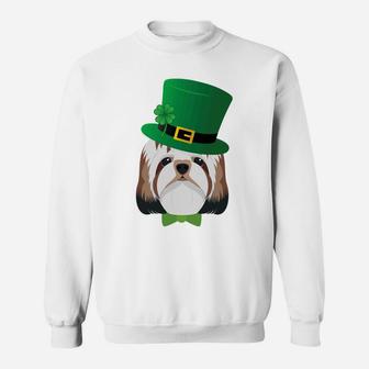 Shitzu Dog With Green Hat Shamrock Funny Patrick Day Gift Sweat Shirt - Seseable