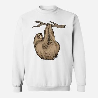 Sloth Is Sleeping Climbing Tree Funny Cartoon Animal Sweatshirt | Seseable CA