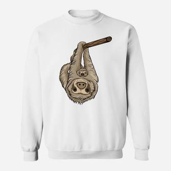 Sloth Mommy And Baby Climbing Tree Cartoon Animal Sweatshirt | Seseable CA