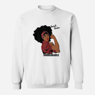 Social Worker Typography Gift Black Women Sweat Shirt - Seseable