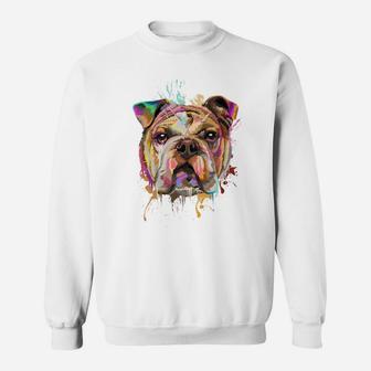 Splash Art English Bulldog Cute Bulldog Gifts Sweat Shirt - Seseable