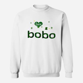 St Patricks Day Cute Shamrock I Love Being Bobo Heart Family Gifts Sweat Shirt - Seseable