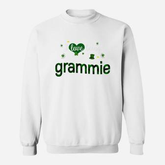 St Patricks Day Cute Shamrock I Love Being Grammie Heart Family Gifts Sweat Shirt - Seseable