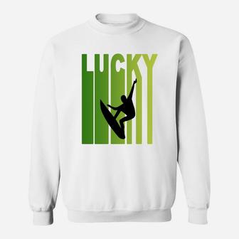 St Patricks Day Lucky Surfing Funny Sport Lovers Gift Sweat Shirt - Seseable