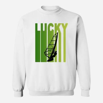 St Patricks Day Lucky Wind Surfing Funny Sport Lovers Gift Sweat Shirt - Seseable
