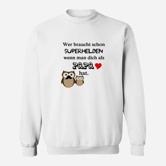 Superheld Papa Sweatshirt mit Comic Eulen Design, Lustiges Vatertag Tee - Seseable