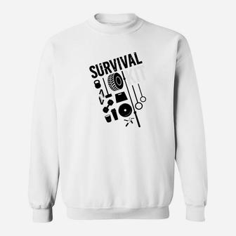 Survival-Print Sweatshirt für Herren in Schwarz und Weiß, Outdoor Motiv - Seseable