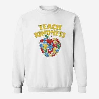 Teach Kindness Apple Puzzle Awareness Autistic Sweat Shirt - Seseable