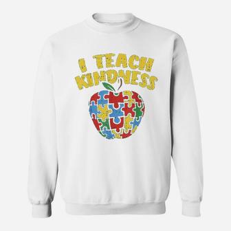 Teacher I Teach Kindness Apple Puzzle Sweat Shirt - Seseable