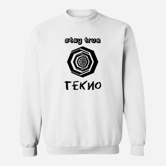 Tekno Hexagon Grafik Herren Weißes Sweatshirt, Stay True Design - Seseable