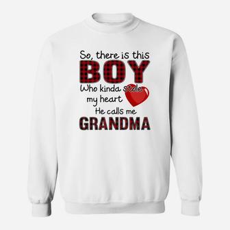 The Boy Stole My Heart Calls Me Grandma Heart Grandma Gift Sweat Shirt - Seseable