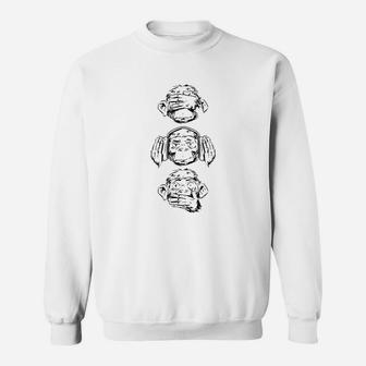 The Three Wise Monkeys Three Wise Monkeys Design Monkey Face Sweat Shirt - Seseable