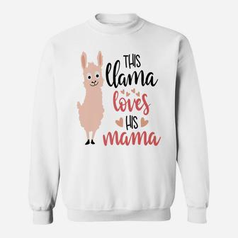 This Llama Loves His Mama Valentines Day Kids Boys Sweat Shirt - Seseable