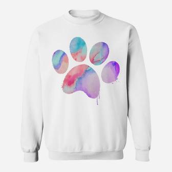 Turquoiseviolet Watercolor Paw Dog And Puppy Sweat Shirt - Seseable