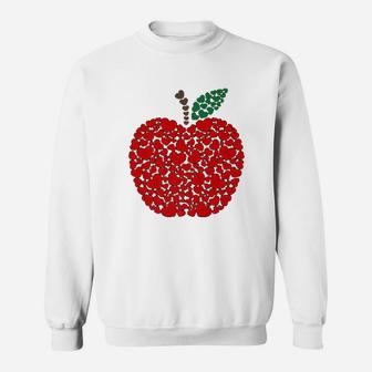 Valentine Day Teacher Cute Apple Hearts Gift Sweat Shirt - Seseable