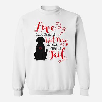 Valentines Day Love My Dog Black Lab Labrador Dog Sweat Shirt - Seseable