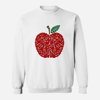 Valentines Day Teacher Cute Apple Hearts Gift Sweat Shirt - Seseable