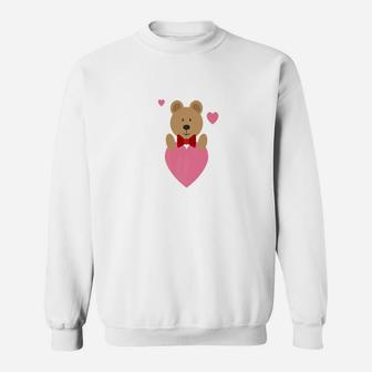 Valentines Day Teddy Bear Love Girlfriend Hearts Sweat Shirt - Seseable