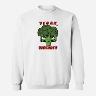 Vegan Strength Brokkoli Motiv Sweatshirt für Herren, Motivations-Design - Seseable
